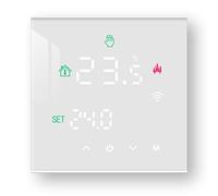 Beok Tuya Thermostat WiFi, Programmable Intelligent, Thermostat de Pièce de Chauffage électrique 16A avec Ligne de Détection Externe, écran Tactile LCD, TGW60W-WIFI-EP Blanc