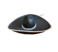 Beokeuioe Chapeau de fête mexicain style mexicain fête nationale chapeau de soleil sombrero noir chapeau mexicain chapeau d'été gaucho tequila fête carnaval costume accessoires, argenté, L