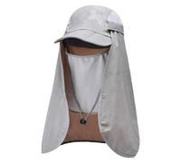 Beokeuioe Chapeau de soleil - Protection UV - Pliable - Unisexe - Avec protection du visage et du cou amovible, b gris, M