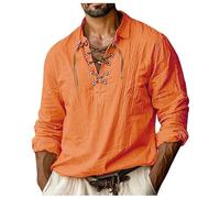 Beokeuioe Chemise en lin pour homme - Chemise viking avec lacets - Vintage - Chemise médiévale - Manches longues - Chemise de pirate - Steampunk Renaissance - Costume Viking - Chemise de loisirs, A