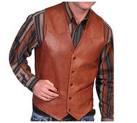 Beokeuioe Costume de motard Rocker Gilet de rocker, Costume de rocker, Village Biker, Gilet de motard, Costume de motard, Veste en cuir, Vestes classiques occidentaux, Marron, XXL