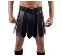 Beokeuioe Costume de soldat romain pour homme - Costume de gladiateur - Jupe en cuir - Tablier - Ceinture - Cuir synthétique - Kilt - Jupe de clubwear - Armure du 15ème siècle - Jupe romaine, E2 noir,