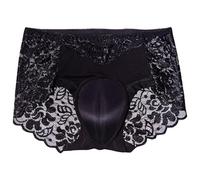 Beokeuioe Dentelle Sissy Tanga Taille Haute Culotte Transgenre Culotte Trans Culotte Tucking Gaff Travail Tanga Shaping Slip Slip pour Crossdresser Sous-vêtements Transgenres, Noir , L