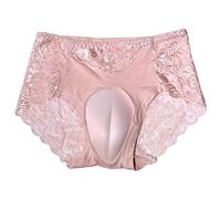 Beokeuioe Dentelle Sissy Tanga Taille Haute Culotte Transgenre Sous-vêtements Trans Culotte Tucking Gaff Travail Tanga Shaping Pantalon Lettre pour Crossdresser Sous-vêtements Transgenres, beige, XXL