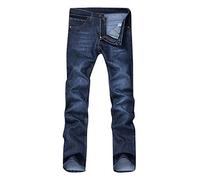 Beokeuioe Jean pour homme en denim stretch coton bleu noir confortable et facile d'entretien - Jean pour homme - Coupe droite - Stretch - Basic délavé, D1 bleu., XL
