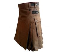 Beokeuioe Jupe traditionnelle pour homme Kilt de mode écossais pour homme Nouvelle jupe utilitaire masculine Rock classique rétro Rock à plis médiéval d'Écosse Écossais Kilt, Marron C., 5XL