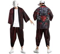Beokeuioe Kimono pour homme - Robe taoïste - Cardigan - Kimono japonais traditionnel - Costume de loisirs - Veste longue - Style chinois - Robe de nuit, Vin A1., XXXXL