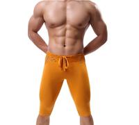 Beokeuioe Legging pour homme - Effet mouillé - Sexy - Avec poche Bulge Pouch - Collants fins - Maille transparente - Sous-vêtements de sport, jaune, M
