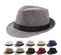 Beokeuioe Panama Chapeau Fedora Mode Feutre Gangster Chapeaux pour Homme et Femme Trilby Snap Large Bord Vintage Style Dress Chapeau Mafia Gangster Homme Fedora Trilby Bogart Chapeau Homme, Blanc., M