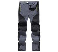 Beokeuioe Pantalon softshell à séchage rapide pour homme, pantalon d'extérieur imperméable et coupe-vent, pantalon de travail, pantalon de trekking, pantalon de randonnée avec poches zippées, gris,