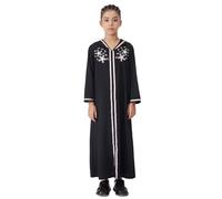 Beokeuioe Robe à capuche pour fille musulmane - Style oriental pour le quotidien, le Ramadan et les fêtes - Design tendance pour les familles musulmanes, Noir , 160