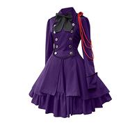 Beokeuioe Robe gothique pour femme - Robe de princesse médiévale à volants - Robe Lolita - Robe baroque rococo - Costume victorien steampunk - Costume de cosplay, théâtre, Halloween, carnaval, Violet,