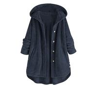 Beokeuioe Sweat à capuche chaud pour femme - Manteau d'hiver long surdimensionné - Veste en peluche - Manches longues - Polaire thermique - Pull à capuche - Cardigan - Manteau en peluche - Couleur