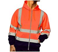 Beokeuioe Sweat à capuche haute visibilité pour homme - Veste d'aviateur - Pour l'hiver et l'automne - Réfléchissant - Grande taille
