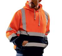 Beokeuioe Sweat à capuche pour homme à rayures réfléchissantes Clockwork Orange avec sécurité Lumineux Gilet de sécurité pour le travail 7XL, A1 orange., L