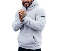 Beokeuioe Sweat à capuche Sherpa pour homme - Sweat à capuche thermique - Mode - Pull en polaire avec poches - Pull douillet - Veste en polaire, B blanc., M