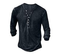 Beokeuioe T-shirt à manches longues pour homme - Motif brodé - Manches longues - Coupe ajustée - Basic - Col en V - Pour homme - Sport - Manches longues - Assassin's Creed, Marine A2., XXL