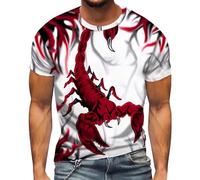 Beokeuioe T-shirt de sport pour homme - Imprimé scorpion - T-shirt décontracté - Manches courtes - Respirant - T-shirt de sport - T-shirt d'entraînement - T-shirt à manches courtes, rouge, L