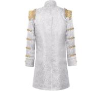 Beokeuioe Uniforme médiéval victorien steampunk gothique pour homme | Vêtements de scène, longueur moyenne, cosplay, Halloween, carnaval, smoking avec franges, manteau court prince