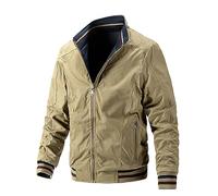 Beokeuioe Veste demi-saison réversible pour homme - Col montant léger - Blouson - Noir - Veste zippée - Veste de loisir - Veste de mi-saison - Veste de sport d'extérieur, Kaki A2., L