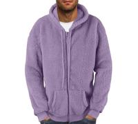 Beokeuioe Veste en polaire pour homme avec capuche - Veste polaire - Col montant - Automne et hiver - Douce - Veste de transition - Pull à capuche, Violet, M