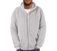Beokeuioe Veste en polaire pour homme avec capuche - Veste polaire - Col montant - Automne et hiver - Douce - Veste de transition - Pull à capuche, gris, L