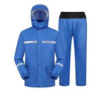 Beokeuioe Veste et pantalon de pluie pour hommes Manteau coupe-vent + pantalon Ensemble imperméable noir pour moto randonnée imperméable imperméable à capuche Veste de pluie imperméable en plein air