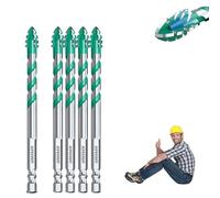 Beooshop Four Blade Serrated Eccentric Drill Bits, 4-Flute Serrated Edge Drill Bit Set, Specifications 1/4, 5/16, 3/8, 1/2, suitable for ceramic tiles, marble concrete (5 PCS-3/8'')