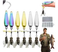 Beooshop Metal Propeller Fishing Lure - Scomeri/Roumant 3D Sequined Spinner Bait with High-Speed Rotating Blades for Bass, Trout, Realistic Flash & Vibration Attractor, Tangle-Free Design (4.5G, 6)