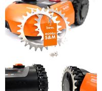 BEOS® 2 x crampons en acier inoxydable de qualité supérieure pour Worx Landroid S/M + 12 x vis en acier inoxydable - Amélioration de la traction pour tondeuse robot - Taille des roues 205 mm