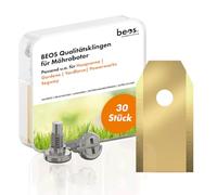 BEOS Lames de Rechange 30 x Premium Titan + vis - Lames de Rechange pour Marques Premium Husqvarna, Gardena, Segway, Yard Force - 0,75 mm d'épaisseur de Lame pour Une Tonte Longue et agréable