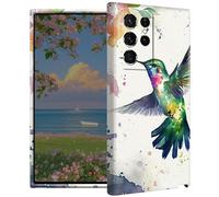 BEOTIWAD Coque de protection intégrale en polycarbonate rigide pour Samsung Galaxy S25 Ultra 6,9 pouces Motif colibri et fleurs