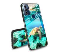 BEOTIWAD Coque de protection pour Motorola Moto G Power 2022 en verre trempé - Motif tortue de mer - Coque arrière latérale en TPU souple - Rainure de coupe antidérapante