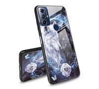 BEOTIWAD Coque de protection pour Motorola Moto G Power 2022 - Motif loup amoureux rose - Coque arrière en verre trempé - Coque latérale en TPU souple - Rainure de coupe antidérapante