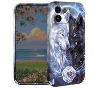 BEOTIWAD Coque de téléphone loup amoureux rose pour iPhone 12 Mini 5,4 pouces en polycarbonate rigide coque de protection intégrale antichoc pour iPhone 12 Mini 5,4"