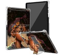 BEOTIWAD Coque noire afro-américaine transparente pour Samsung Galaxy Tab A7 Lite 8,7" modèle 2021 (SM-T220/T225/T227) avec béquille et porte-crayon - Coque arrière transparente en TPU résistant aux