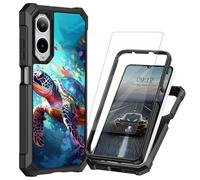BEOTIWAD Coque pour Cricket Icon 6 SL 219C/ATT Verge SL219A avec protecteur d'écran en verre trempé double couche robuste antichoc PC rigide + silicone souple TPU protection, tortue de mer dans