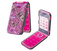 BEOTIWAD Coque pour HMD Barbie TA-1681 avec Protection d'écran en Verre Trempé Rose Pailleté Dollar Bills Thème Hybride Double Couche Heavy Duty Antichoc Protection Cover pour HMD Barbie