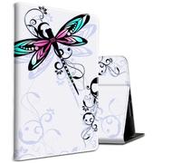 BEOTIWAD - Coque pour iPad Air 11" M2 (2024), résistante aux chocs, fine en cuir synthétique, avec fonction veille/réveil automatique pour iPad Air 11" M2 2024 - Libellule avec fleur de lotus