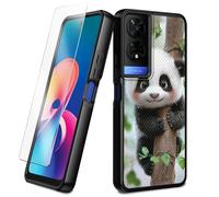 BEOTIWAD Coque pour TCL 50 XE 5G avec protection d'écran en verre trempé thème bébé panda hybride double couche robuste antichoc coque de protection pour TCL 50XE 5G