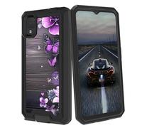 BEOTIWAD Coque pour TCL ION Z pour homme et femme, fleurs violettes et roses, double couche, robuste, résistante aux chocs, coque de protection robuste pour TCL ION Z