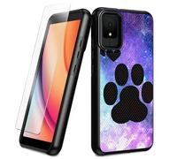 BEOTIWAD Coque pour TCL K11 T432W avec protection d'écran en verre trempé motif animaux pattes de chien galaxie hybride double couche robuste antichoc pour TCL K11