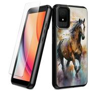 BEOTIWAD Coque pour TCL K11 T432W avec protection d'écran en verre trempé thème course cheval hybride double couche robuste antichoc coque de protection pour TCL K11