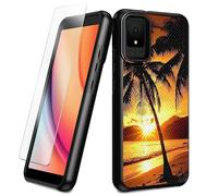 BEOTIWAD Coque pour TCL K11 T432W avec protection d'écran en verre trempé thème palmiers hybride double couche robuste antichoc pour TCL K11