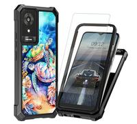 BEOTIWAD Coque pour TCL K24 T432D/K23 avec protection d'écran en verre trempé, double couche robuste et résistante aux chocs en polycarbonate rigide + coque de protection en silicone TPU souple pour