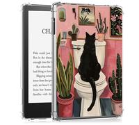 BEOTIWAD Coque transparente pour Kindle 10{^>e<^} génération 2019 de 6" et Kindle Signature Edition - Coque arrière fine en TPU résistant aux chocs - Chat noir assis sur les toilettes
