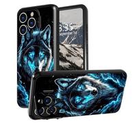 BEOTIWAD Coque Wolf Blue Eyes pour iPhone 16 Pro Max 6,9" avec béquille intégrée, support d'appareil photo intégré, qualité militaire, robuste, résistante aux chocs pour iPhone 16 Pro Max 6,9"