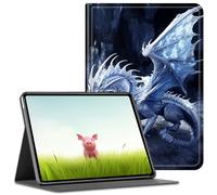 BEOTIWAD Étui en cuir synthétique pour Samsung Galaxy Tab A9 8,7" modèle 2023 (SM-X110/X115/X117), fonction veille/réveil automatique, angle réglable, pour tablette Samsung A9, dragon bleu