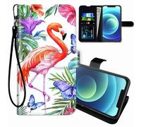 BEOTIWAD Étui portefeuille pour cricket Icon 4 avec bracelet, porte-cartes de crédit, fermeture magnétique, résistant aux chocs, pour cricket icône 4, flamant rose et fleur