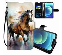 BEOTIWAD Étui portefeuille pour cricket Icon 6 (SL219C)/AT&T Verge (SL219A) avec bracelet, porte-cartes de crédit, support magnétique, résistant aux chocs, pour icône 6, course à cheval